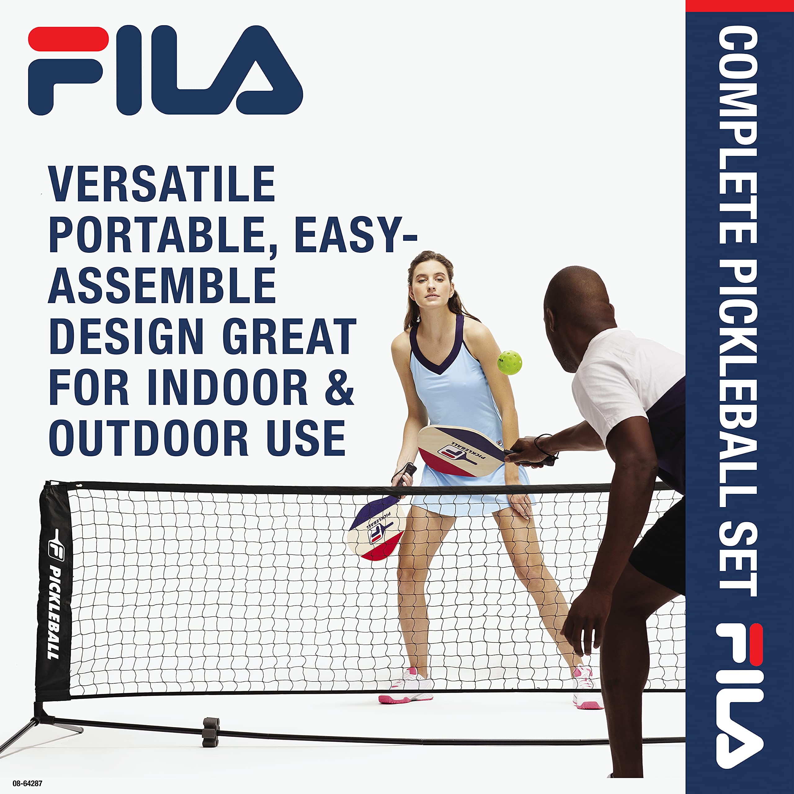 Fila Accessories Pickleball Net Set - Includes Pickleball Paddles Set Of 4 With Regulation Size 4 Outdoor Balls & 10Ft All Weath
