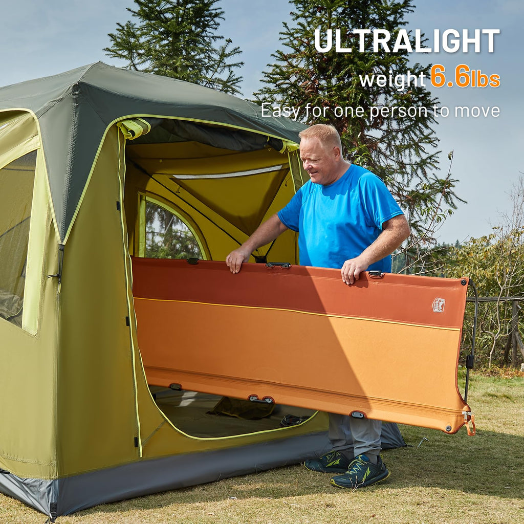 Timber Ridge Lightweight Aluminum Camping Cot, 20-Second Quick Set-Up Folding Cot Low Profile With Zipper Closure, Portable Carr