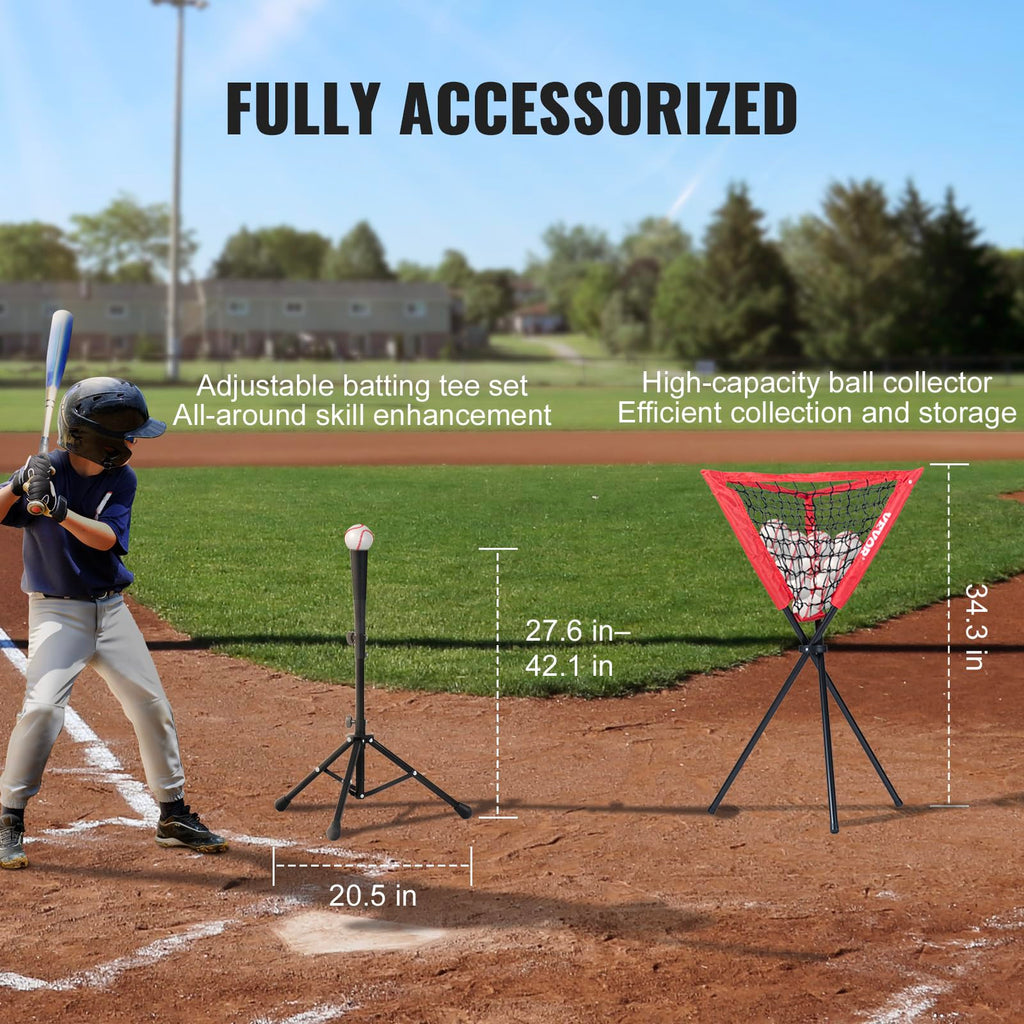 Vevor 7X7 Ft Baseball Softball Practice Net, Portable Baseball Training Net For Hitting Catching Pitching, Backstop Equipment Wi