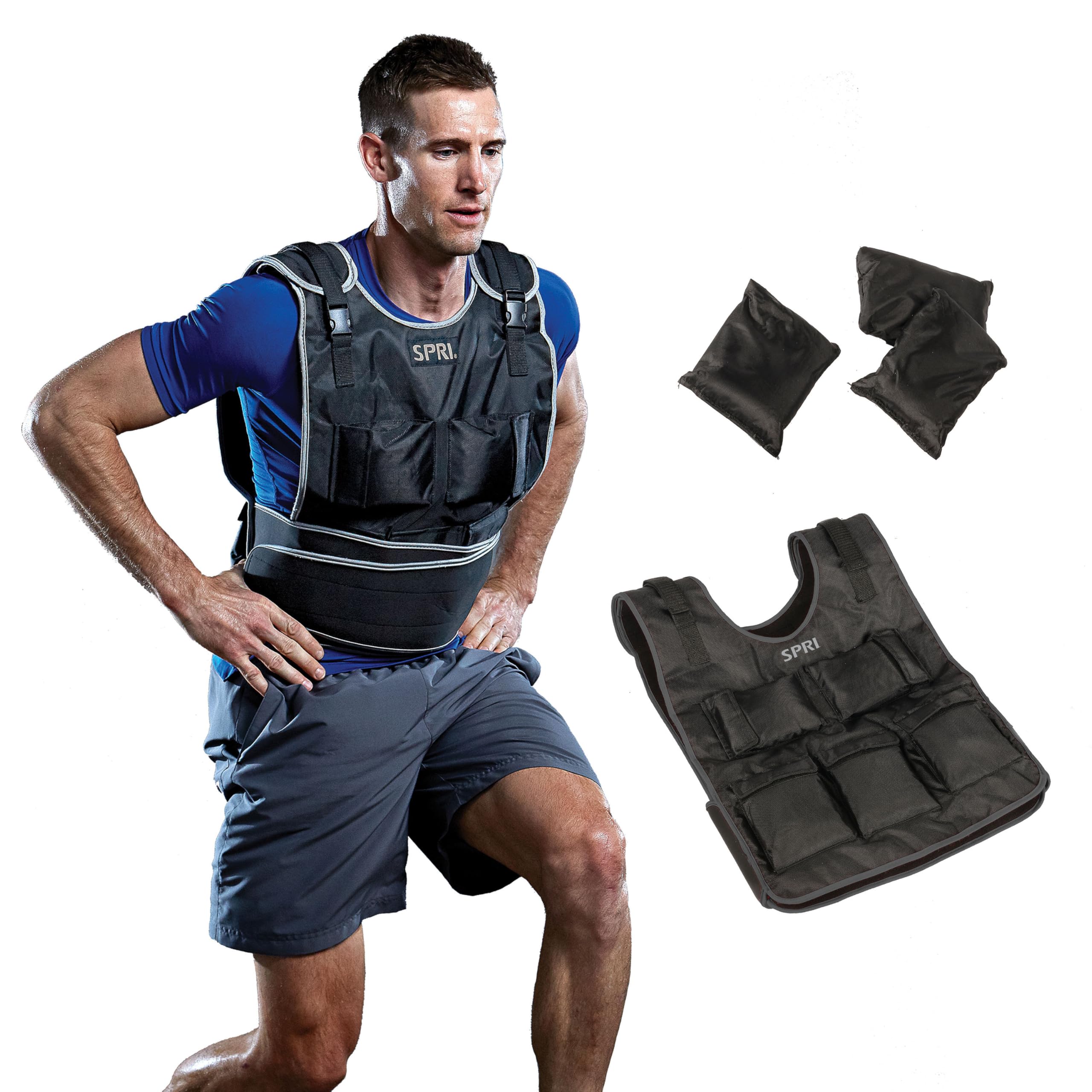 SPRI 20 lb Weighted Vest for Women & Men - Adjustable Weight Vest for Running, Strength Training, Endurance, and Fitness - Ten 2