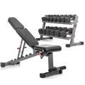 Xmark'S Two Tier Heavy Duty Steel Dumbbell Rack, 380 Lbs. Of Xmark'S Superior Rubber Coated Hex Dumbbells And Adjustable Weight 