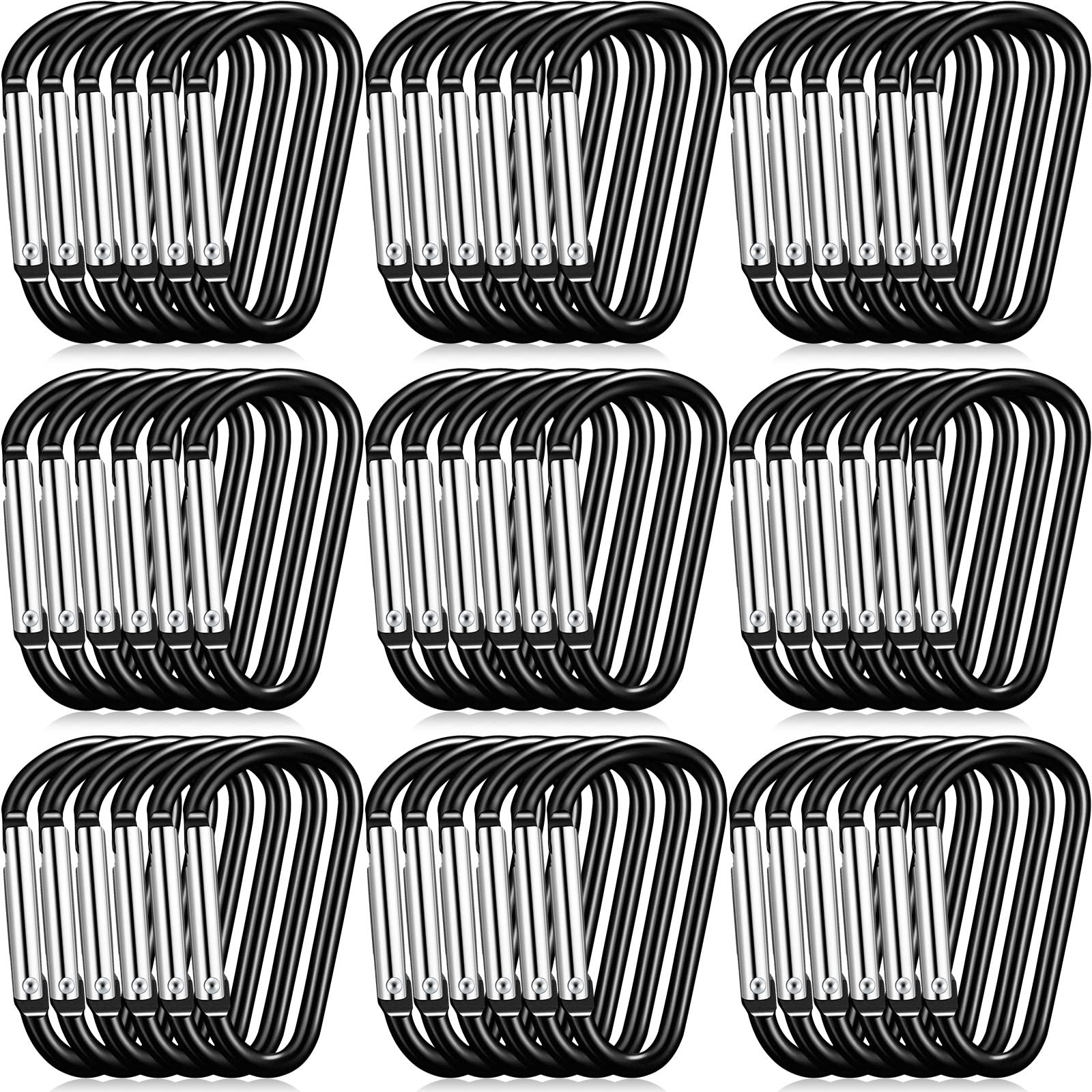 Shimeyao 180 Pcs 1.8 Small Aluminum Clip Keychain Buckle Clip Bulk Mini Aluminum D Ring Shape Small Lock Spring Snap Hook(Black)