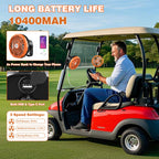 Aipset Rechargeable Golf Cart Fan, 10400Mah Battery, 3-Speed, Led Light, 36 Hrs Work, Remote Control, Hang Hook, Usb & Type C Po
