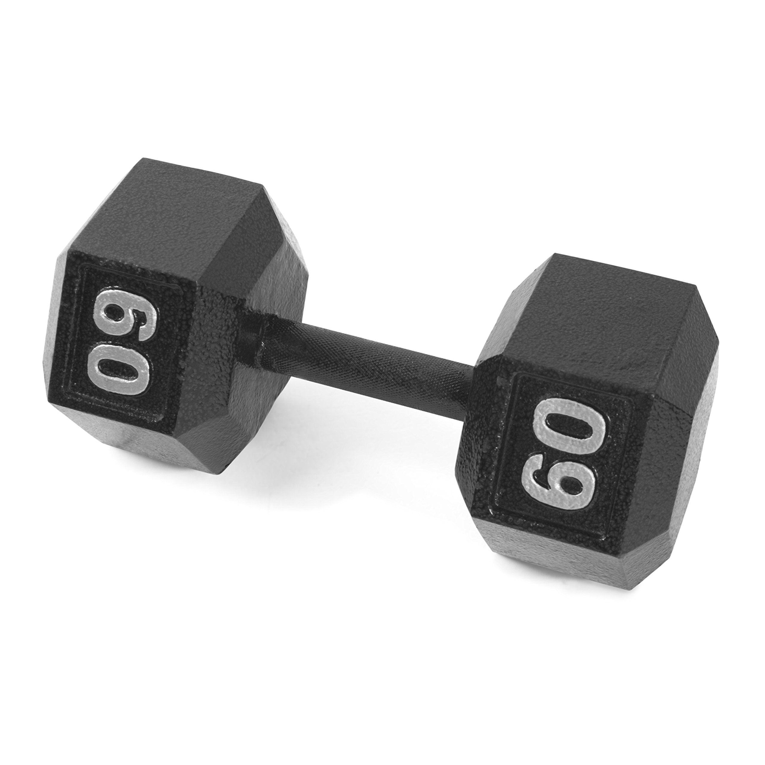 Cap Barbell Cast Iron Hex Dumbbell, Black, Single, 60 Lb