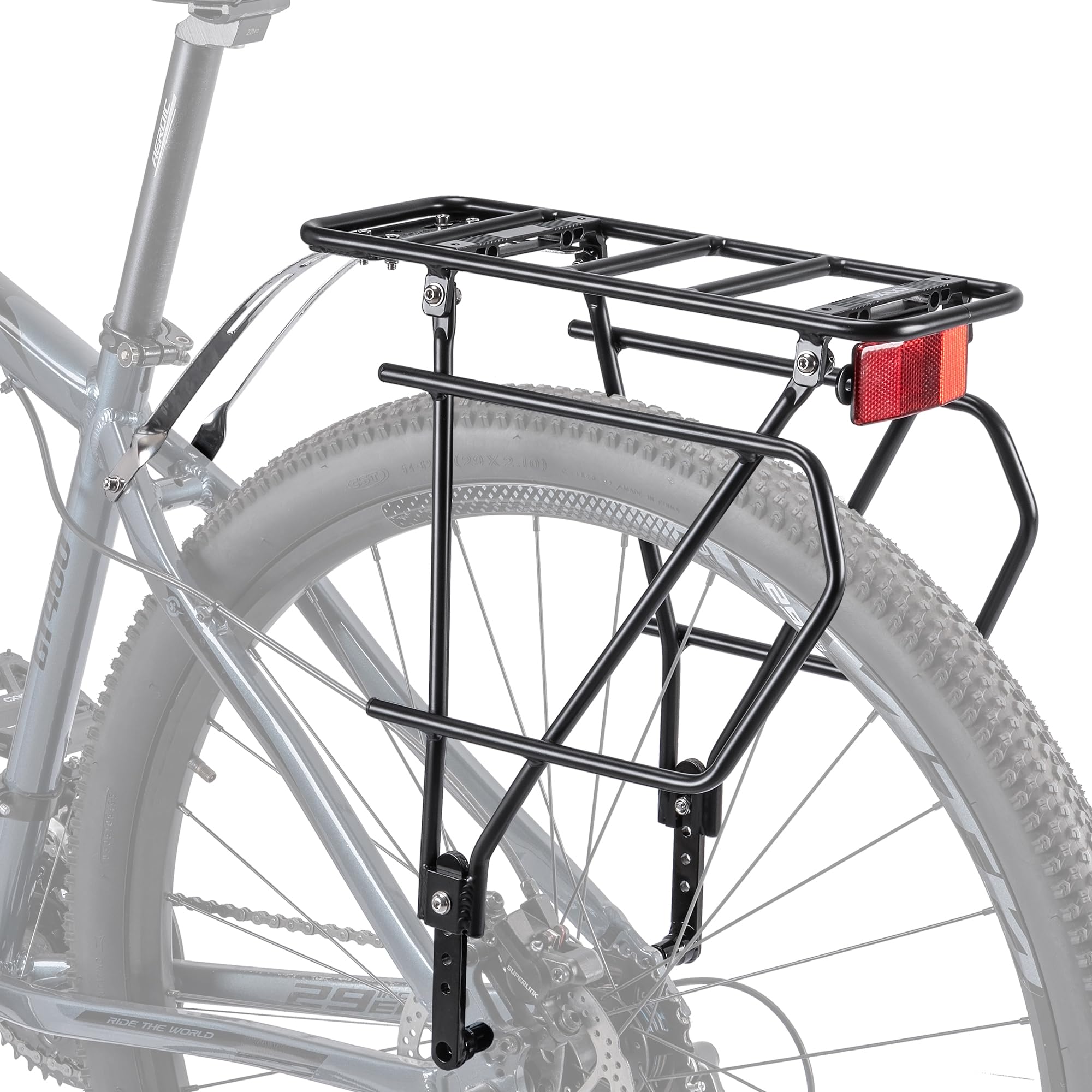 CXWXC Rear Bike Rack with Basket - Bike Cargo Rack for Disc Brake/Non-Disc Brake Mount - Bicycle Pannier Rack, Touring Carrier R