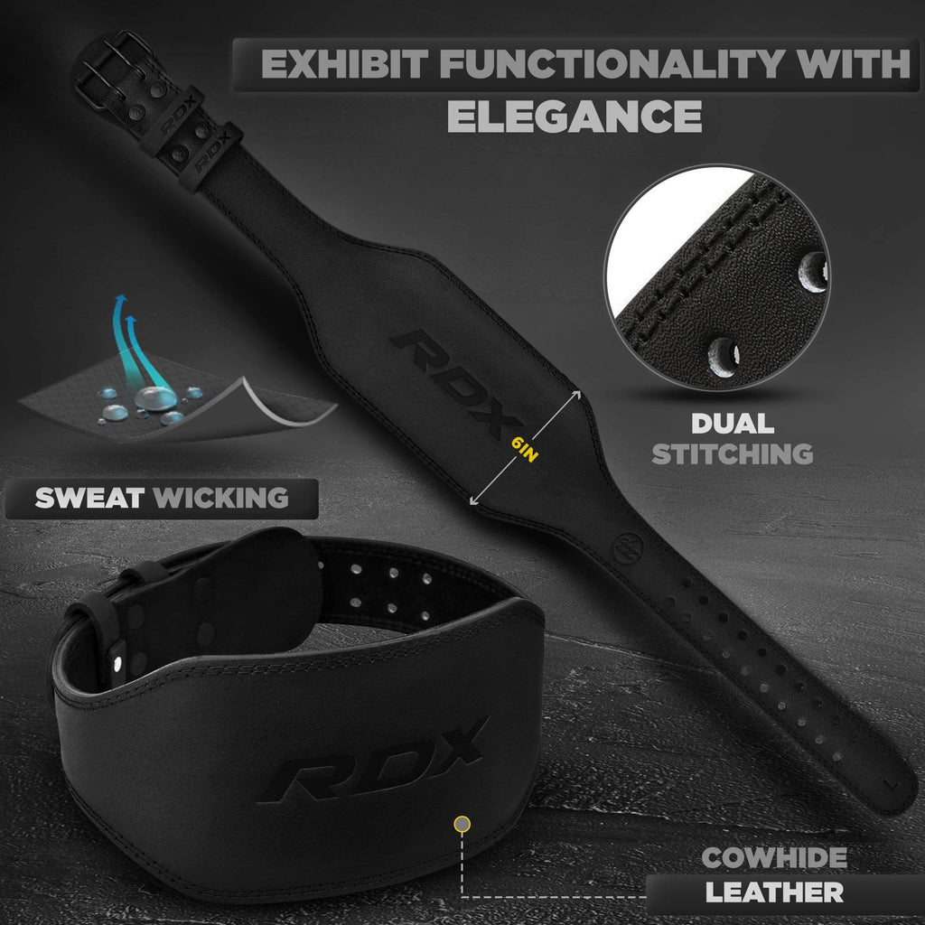 Rdx Weight Lifting Belt Gym Fitness, Cowhide Leather, 4    6    Padded Lumbar Back Support, 10 Adjustable Holes, Weightlifting P