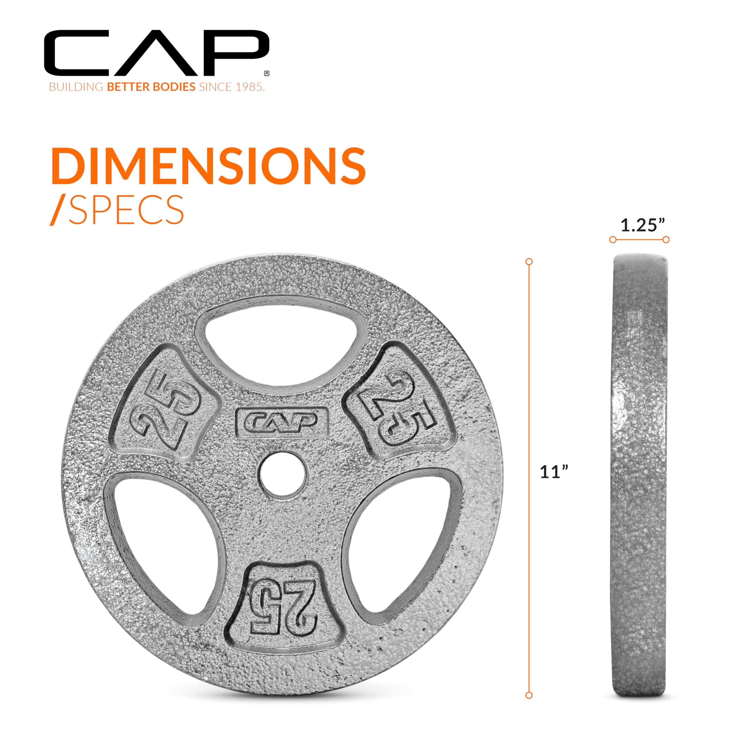 Cap Barbell Standard 1-Inch Grip Weight Plates 25 Lbs Gray, Pack (X1) (Rwpis-025A)