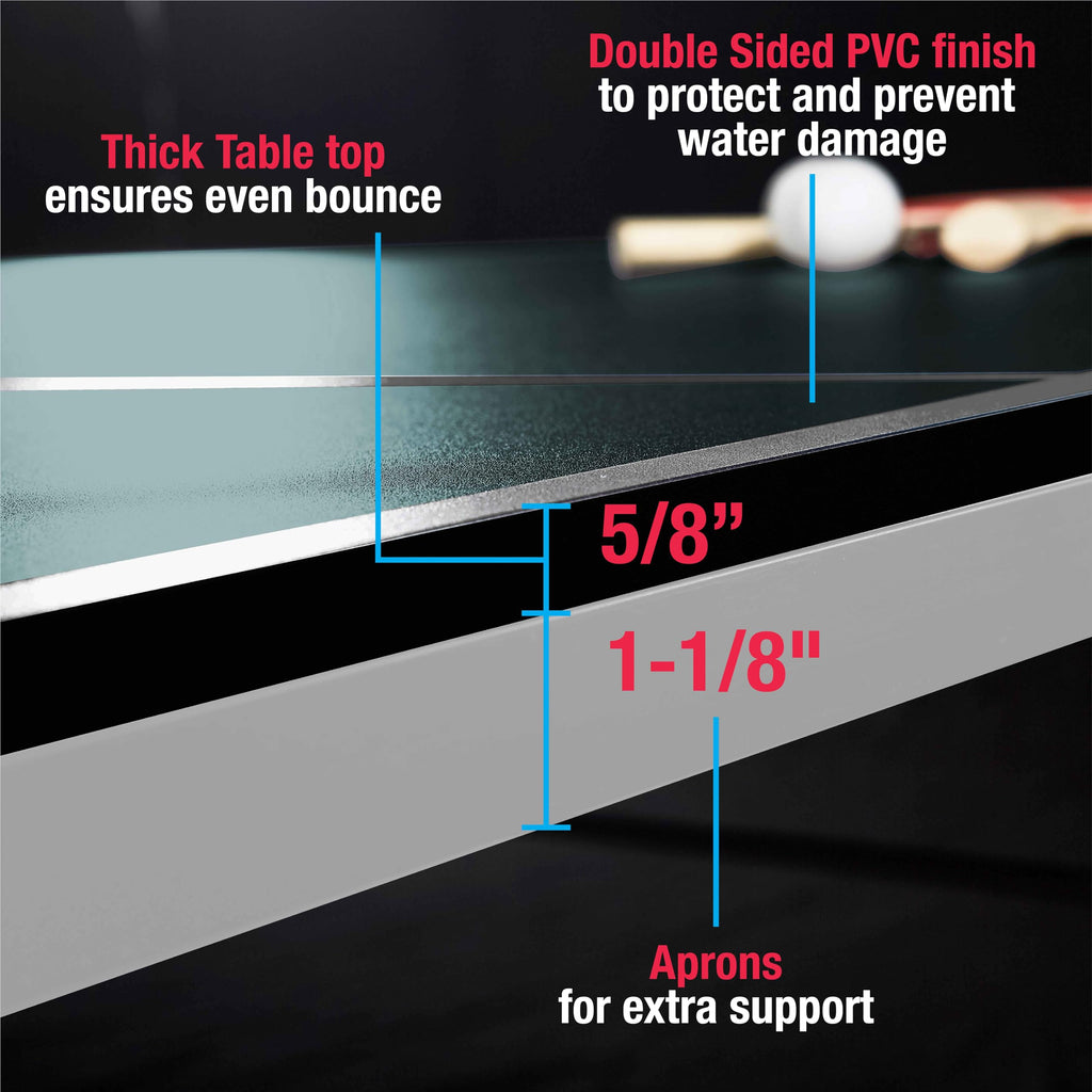 MD Sports Table Tennis Set, Regulation Ping Pong Table with Net, Paddles and Balls (8 Pieces) - Green and White