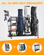 Plkow Golf Bag Storage Garage Organizer, Extra Large Size Golf Bag Storage Stand And Golf Equipment Rack For Garage,Shed, Baseme