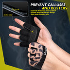 ihuan New Weight Lifting Gym Workout Gloves Men & Women, Great for Weightlifting, Exercise, Training, Fitness (Leopard, Large)
