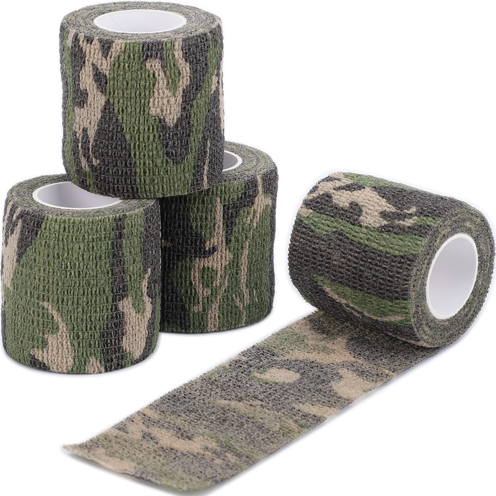 DROK 4 Roll Camo Grip Tape, 1.97in x 14.76ft Adhesive Stretch Cohesive Camo Tape for Outdoor Athletic Sports Bicycle Hockey Skat