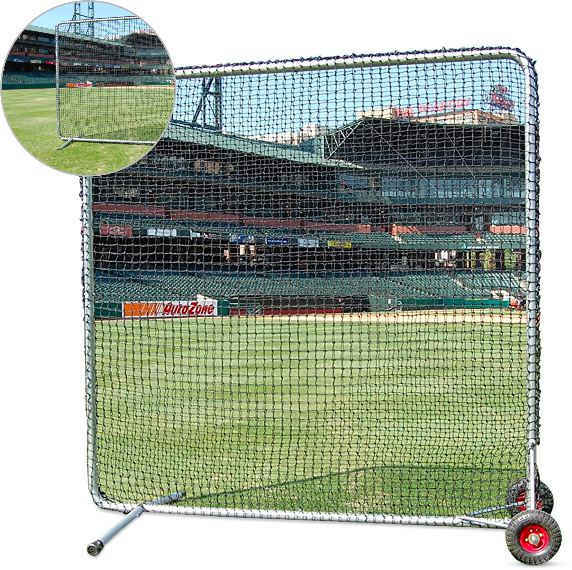 Trigon Sports Ole 96er Pro Fungo Screen Net and Frame with Wheels, Softball and Baseball Pitching Net, Batting Cage with Frame a