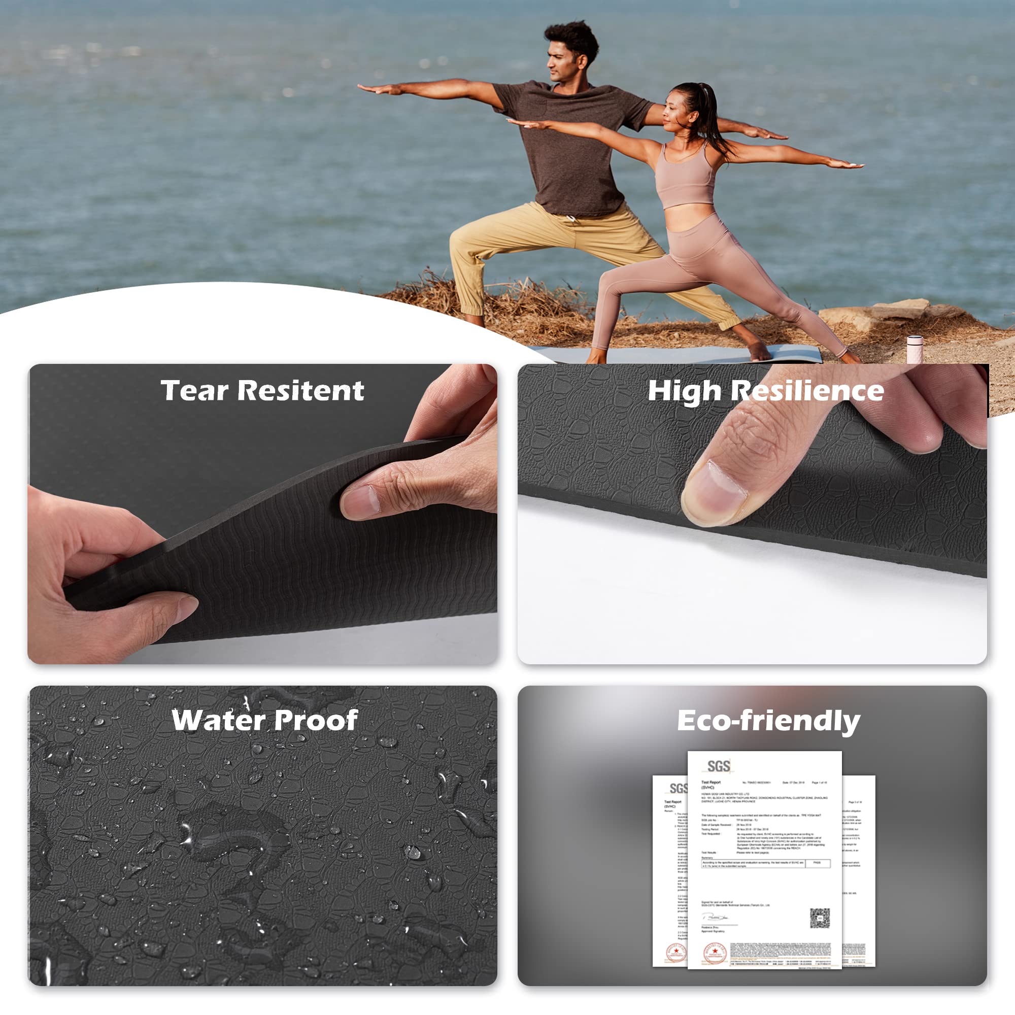 Umineux Yoga Mat Extra Thick 1/3'' Non Slip Yoga Mats For Women With Alignment Marks Eco Friendly Tpe Fitness Exercise Mat With