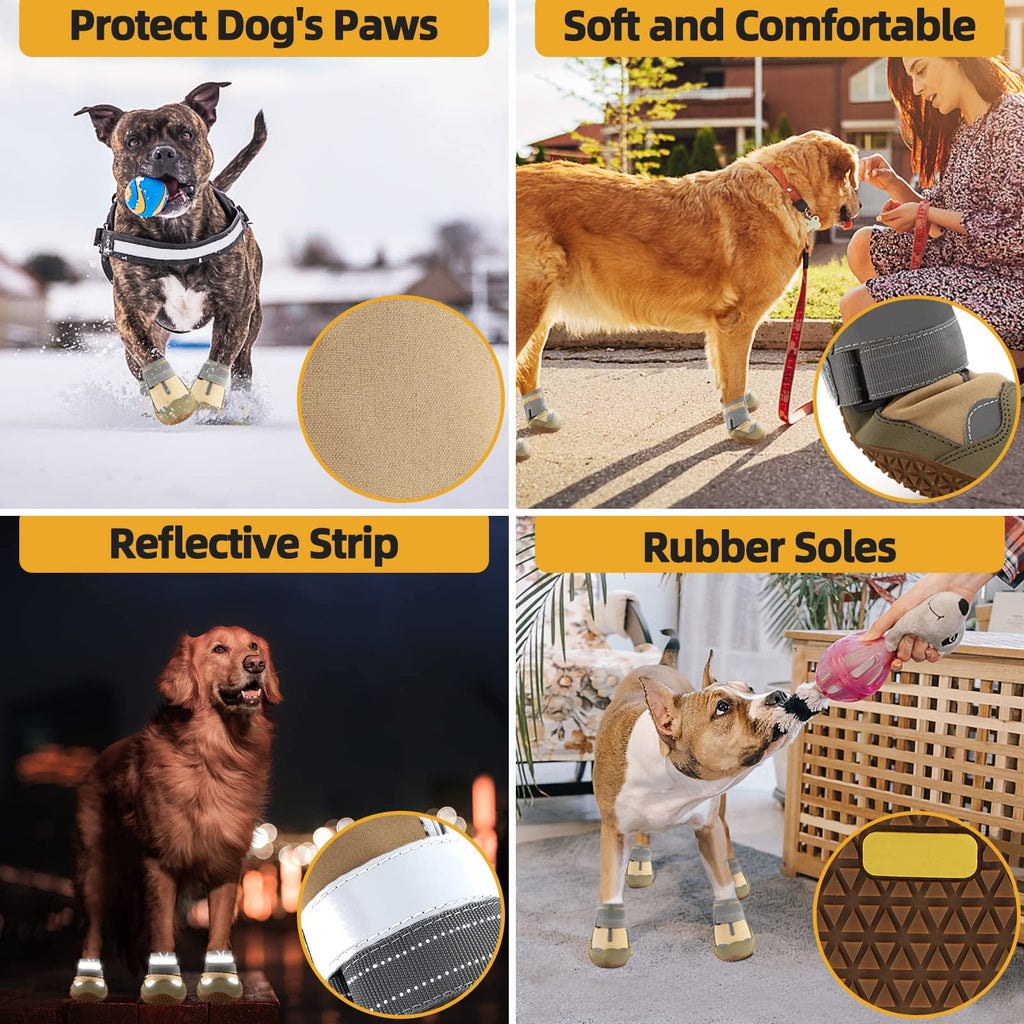 Jzxoiva Dog Shoes For Large Dogs Boots, Waterproof Dog Booties For Hardwood Floors, Outdoor Paw Protector With Reflective Strips