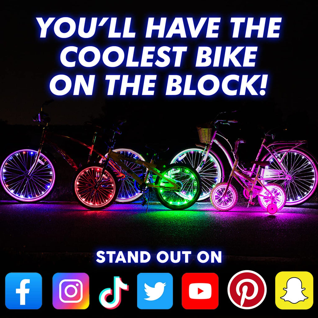 Activ Life Bike Lights, White, 1-Tire Pack Led Bicycle Christmas Lights For Wheels With Batteries Included, Fun Gift Ideas For H