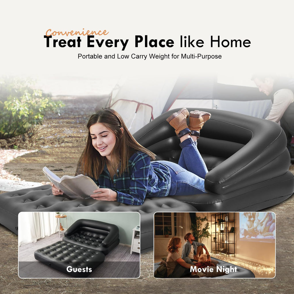 Dimar Garden Inflatable Couch Blow Up Mattress,Outdoor Air Sofa Bed For Camping, Full Size