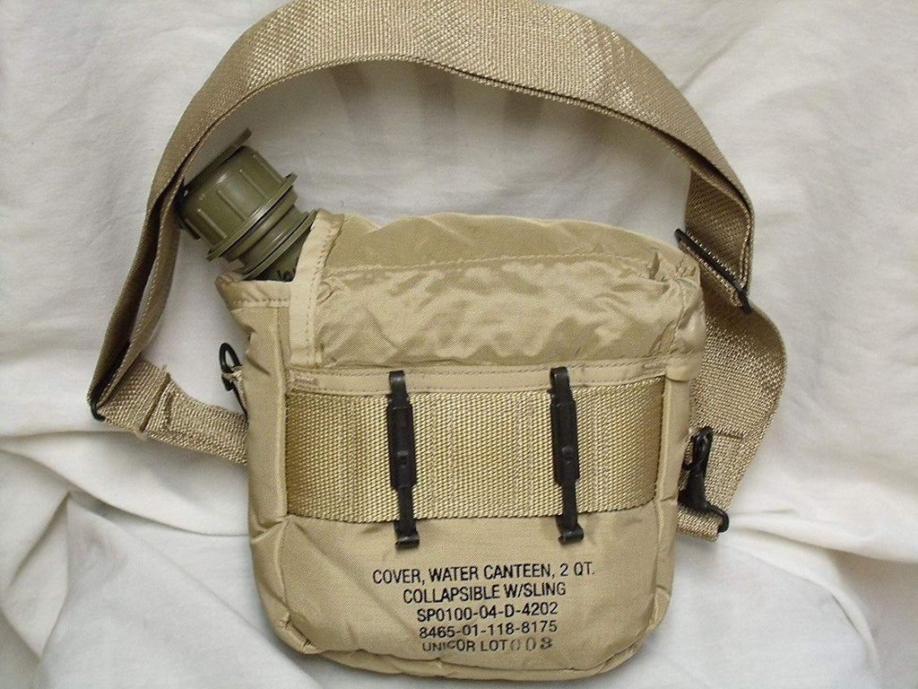Military Issue 2 Quart Water Canteen With New Issue Insulated Carrier And Shoulder Sling