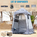 Portable Camping Shower Tent Deluxe Changing Room With Shower Bag Easy Set Up Privacy Shelter,Large Toilet Tent With Floor Drain