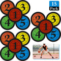 Outus 15 Pcs 7.5 Inch Basketball Spot Marker Colorful Training Marker Disc Spot Markers Stickers Number Floor Spot Markers Flat 