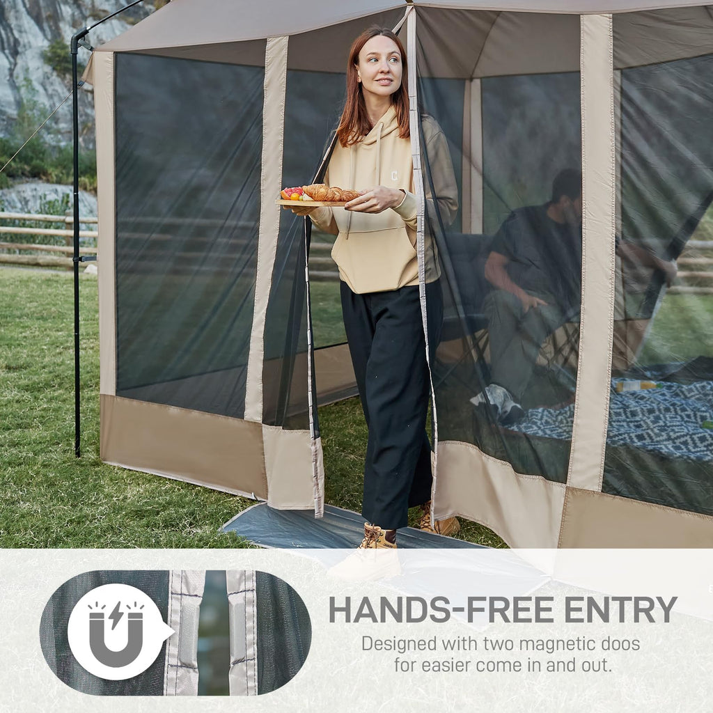 Ever Advanced Magnetic Screen House Room 11X9Ft, Hands-Free Entry,Screenhouse With Sun Protection For Camping&Picnic, 11X9Ftcamp