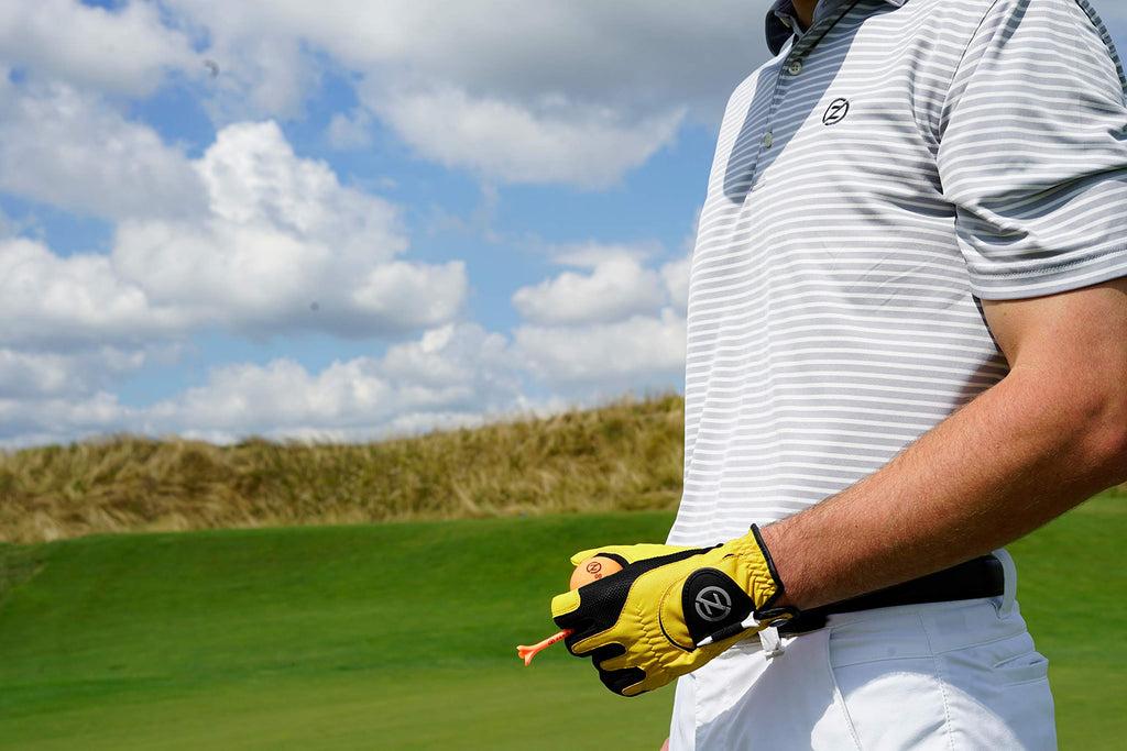Zero Friction Male Men'S Compression-Fit Synthetic Golf Glove (2 Pack), Universal Fit Black/Yellow, One Size (Gl00111)