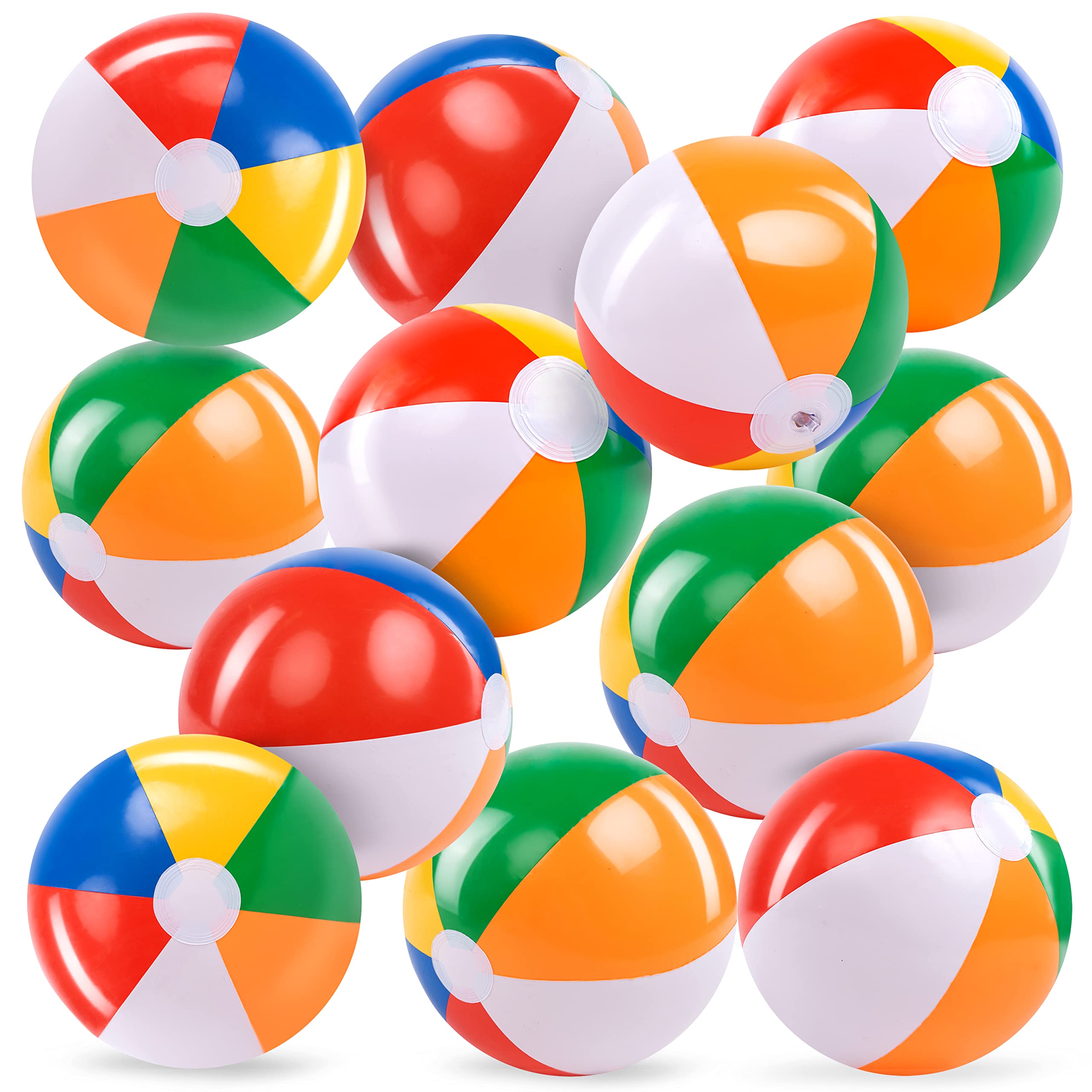JOYIN Rainbow Beach Balls(12 Pack), 12'' Inflatable Swimming Pool Toys for Summer Water Games Kids Birthday Party Supplies Combo