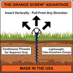 Orange Screw: The Ultimate Ground Anchor  Small 4 Pack Tent Stakes  Made In Usa (Black)