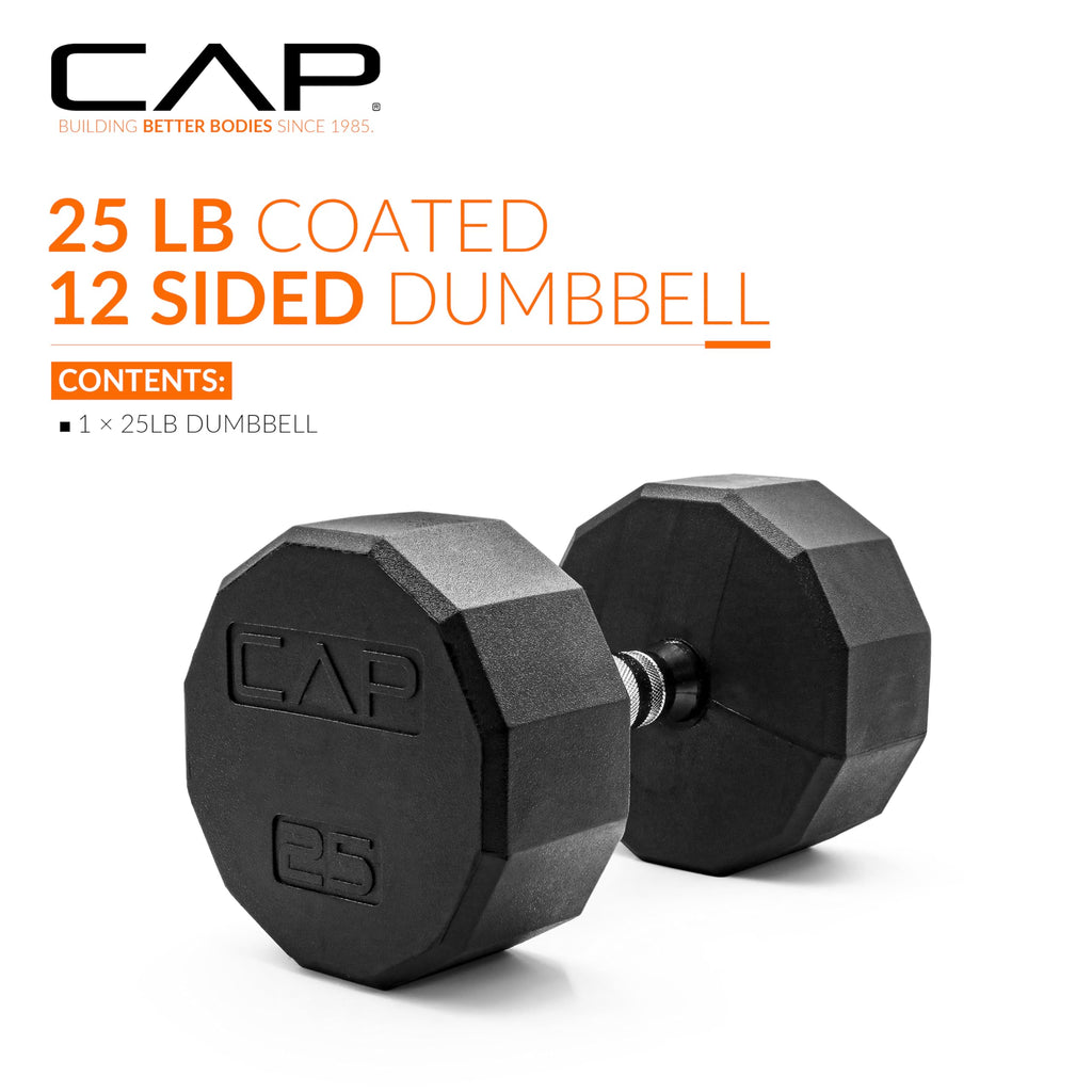 Cap Barbell 12-Sided Coated Dumbbell, 25 Lb