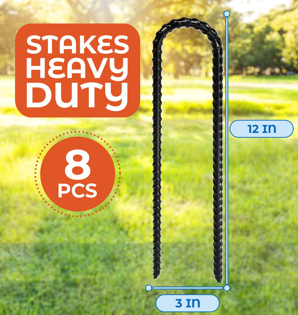Happin 12 Inch Heavy Duty Ground Anchors, Garden Stakes U Hook, Tent Stakes Heavy Duty, Chain Link Fence Anchors, Ground Anchors