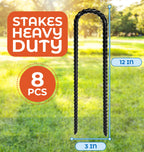 Happin 12 Inch Heavy Duty Ground Anchors, Garden Stakes U Hook, Tent Stakes Heavy Duty, Chain Link Fence Anchors, Ground Anchors