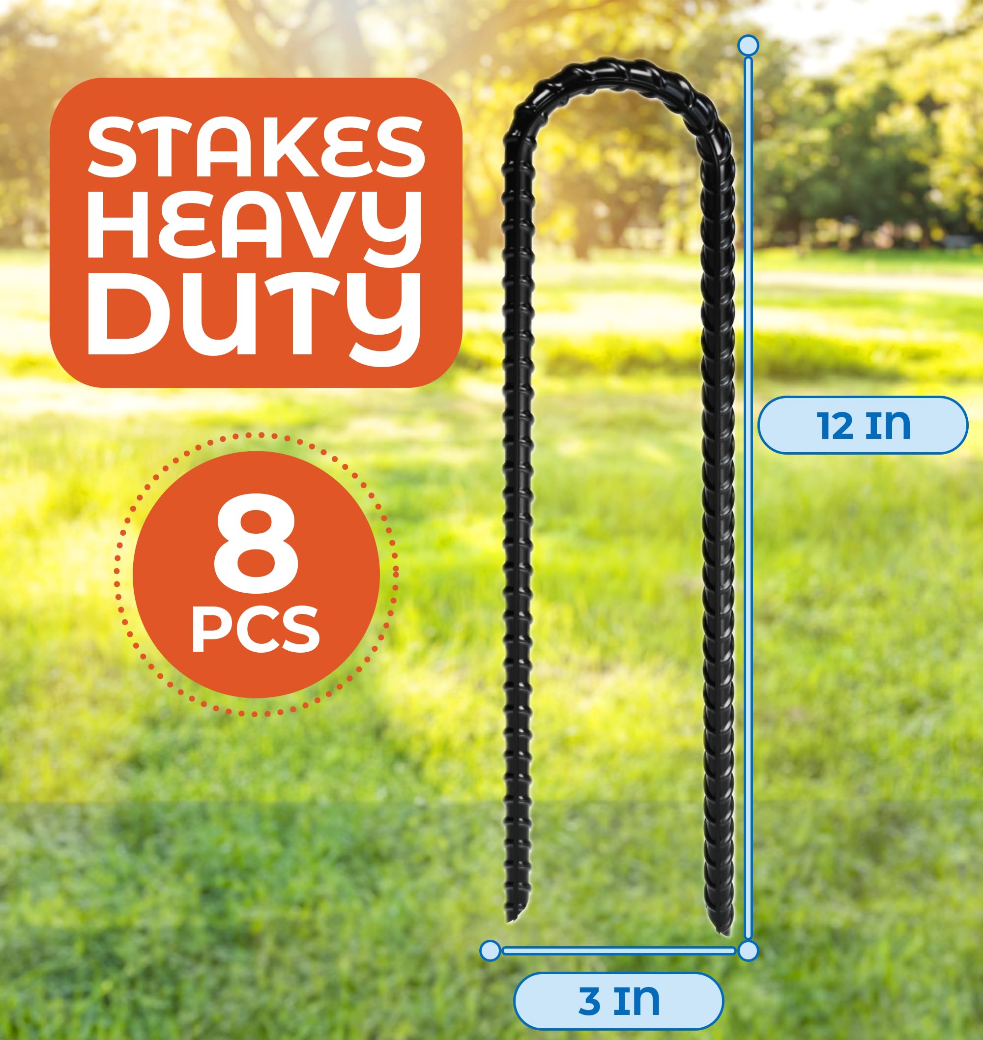 Happin 12 Inch Heavy Duty Ground Anchors, Garden Stakes U Hook, Tent Stakes Heavy Duty, Chain Link Fence Anchors, Ground Anchors