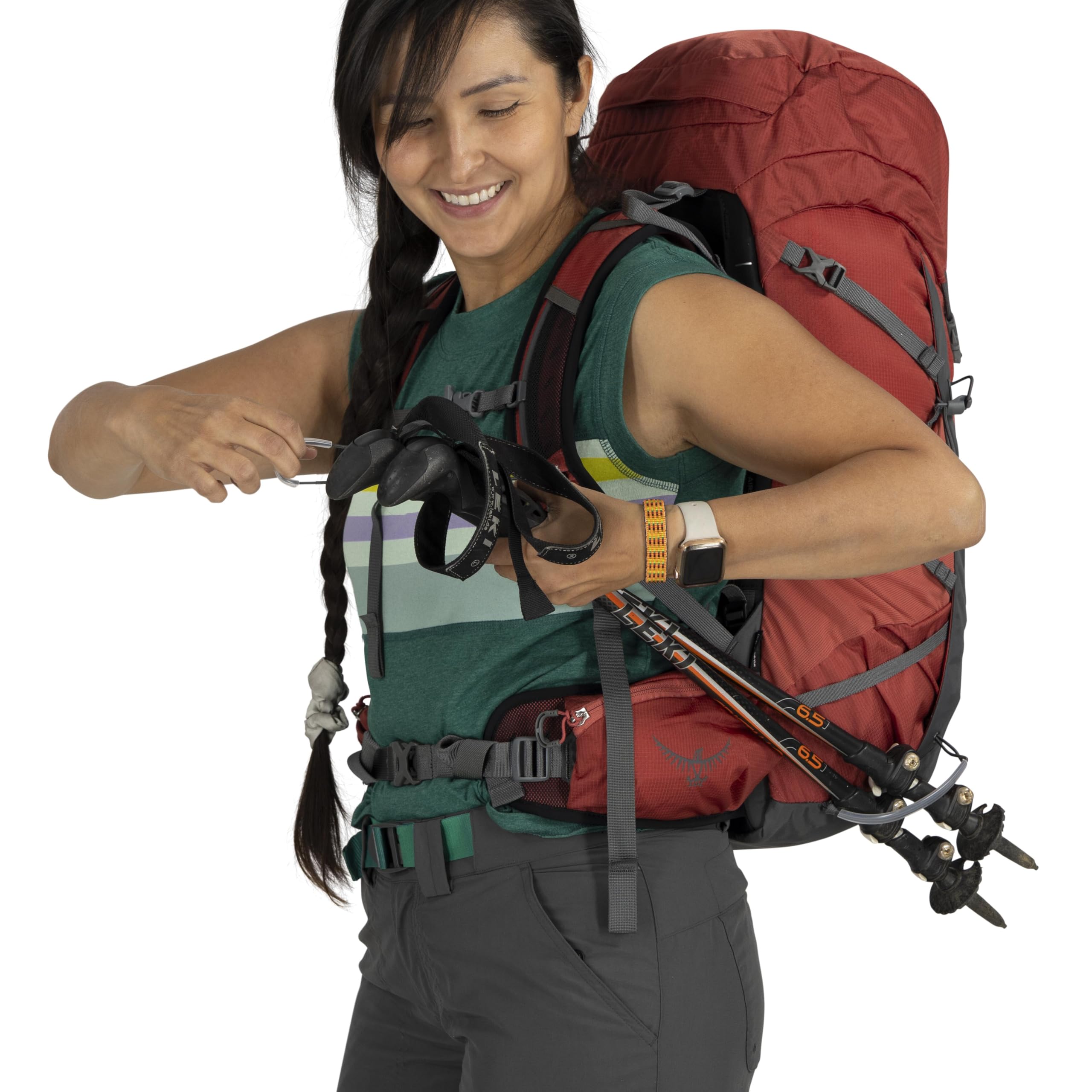 Osprey Tempest 33L Womens Lightweight Hiking Backpack - Daypack for Travel & Camping, Red Pampas/Coal Grey