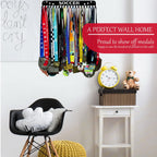 Soccer Sports Medal Holder Hanger Display Rack With 20 Hooks,Soccer Medal Holder For Wall With 16Inchl,Sports Medal Hanger Displ
