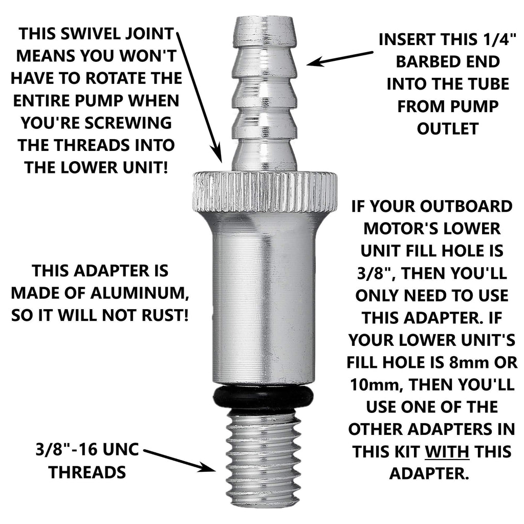 Lower Unit Adapters Fit Most Major Brands Outboard Motor(3/8 Inch Swivel/10Mm/8Mm) Does Not Fit Volvo Penta