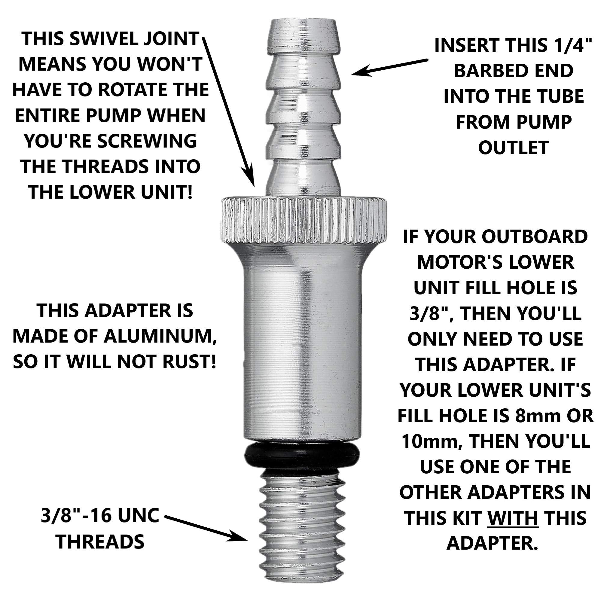 Lower Unit Adapters Fit Most Major Brands Outboard Motor(3/8 Inch Swivel/10Mm/8Mm) Does Not Fit Volvo Penta