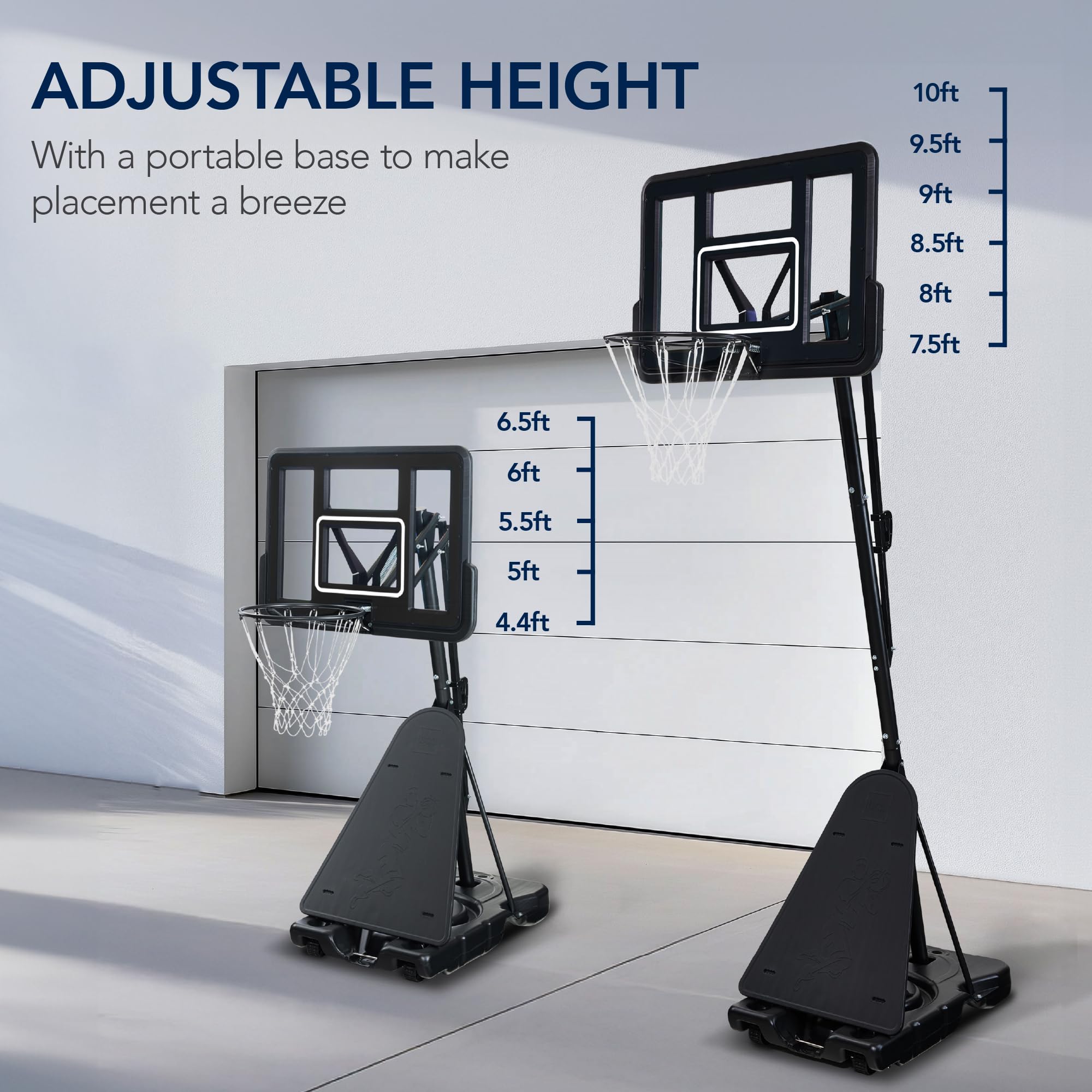 Best Choice Products 4.4-10Ft Adjustable Regulation Basketball Hoop, Portable Goal W/Shatterproof Backboard, Ball Return, Base G