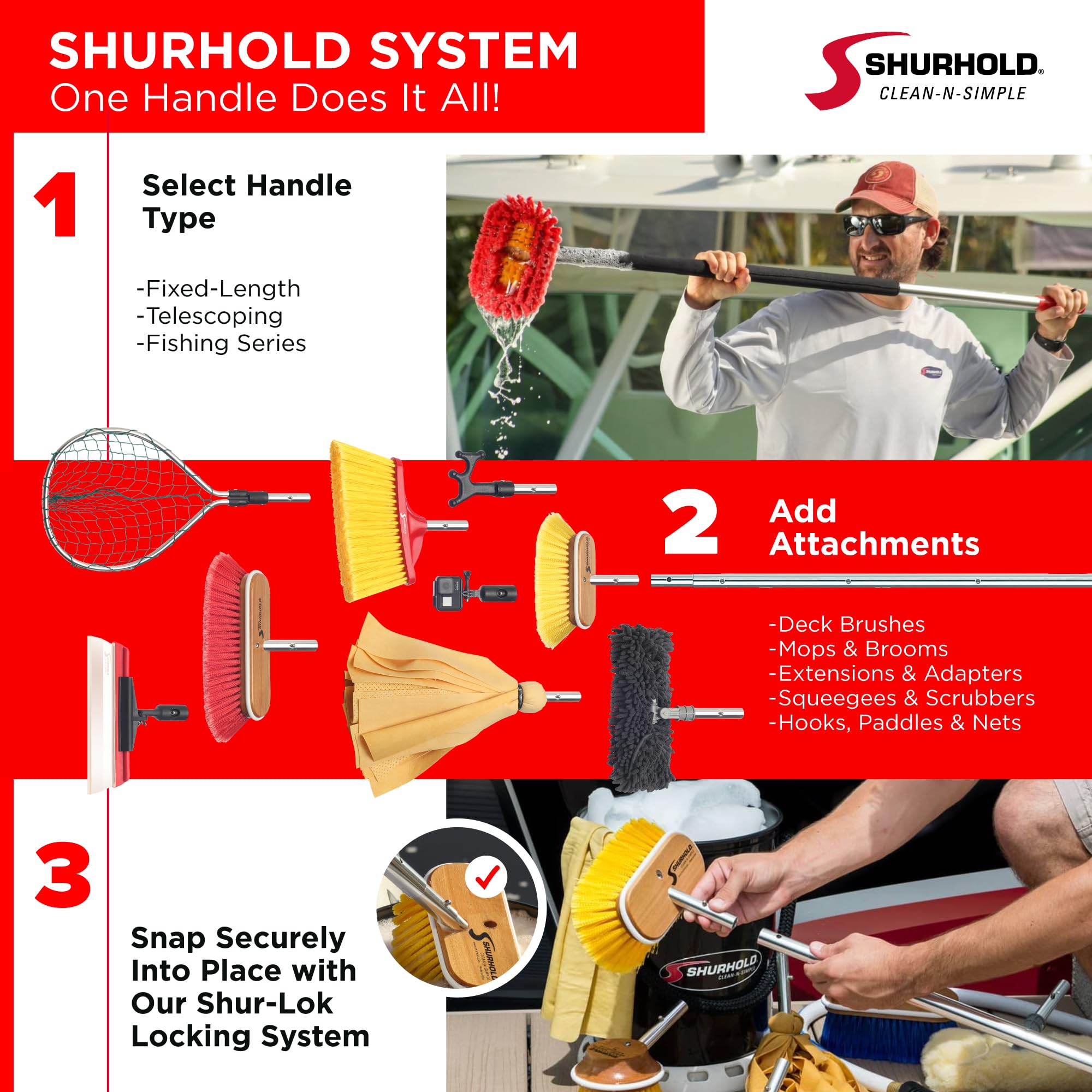 Shurhold 833 6' Telescoping Extension Handle With 40''-72'' Locking Length