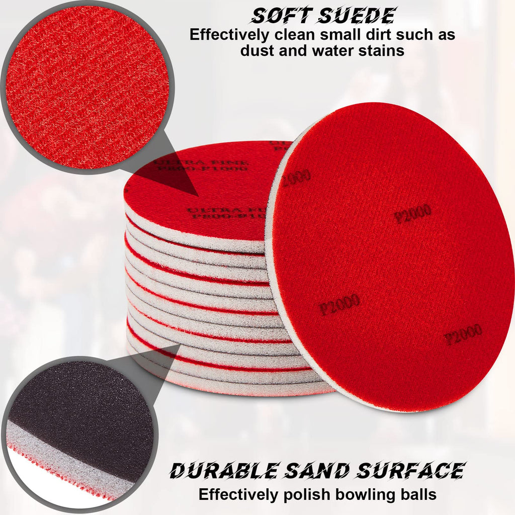 Maitys 12 Pieces Bowling Sanding Pads Bowling Ball Spinner Bowling Ball Sanding Sand Pads Resurfacing Polishing Cleaning Kit, 50