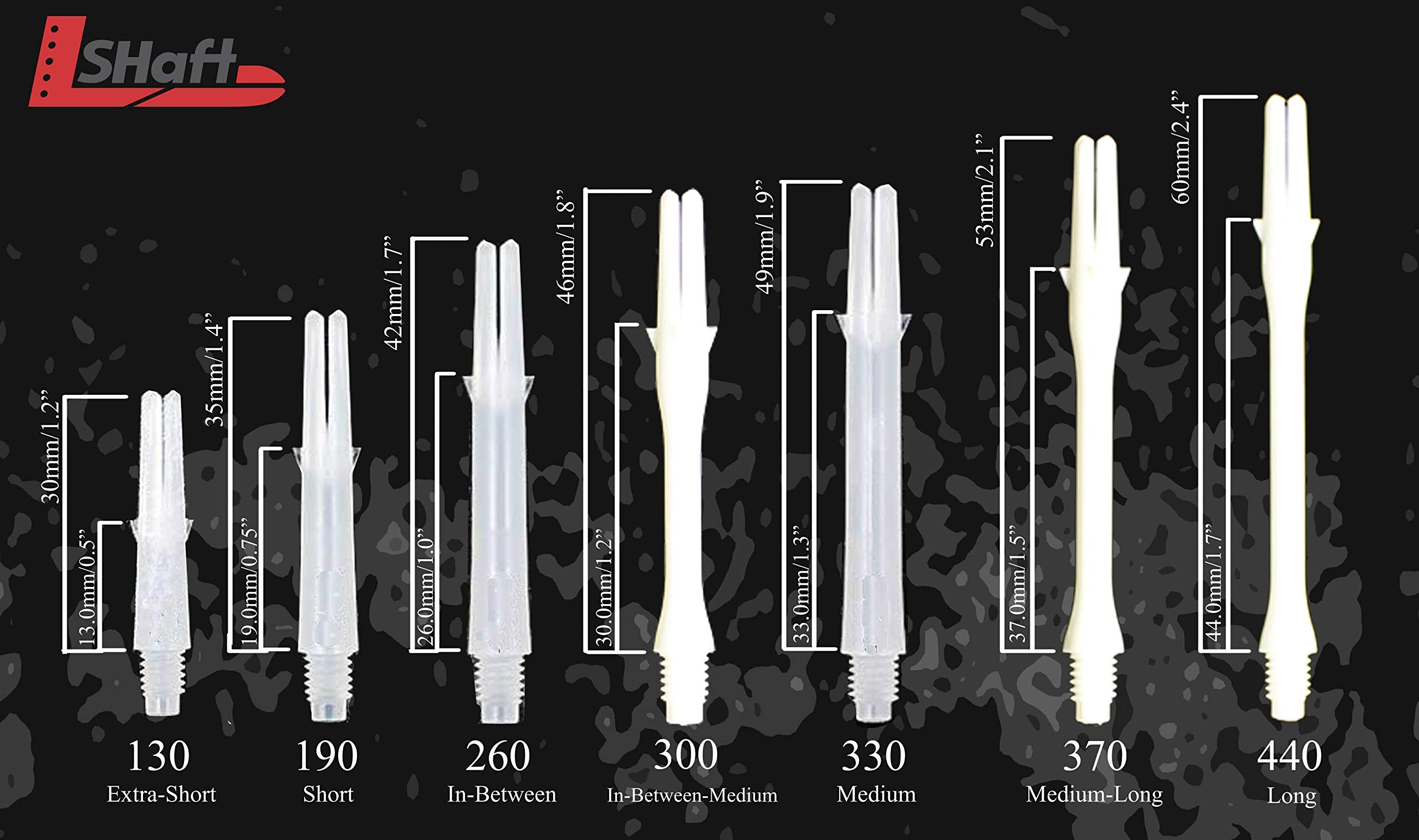 Lstyle Dart Shafts: Laro Nylon - Non Spinning - (6 Shafts Total) - Milky White 130 (Extra Short)