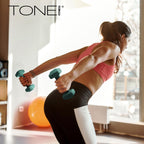 Tone Fitness 15 lb Neoprene Dumbbell Pair for Home Workouts - Non-Slip Design - Beige