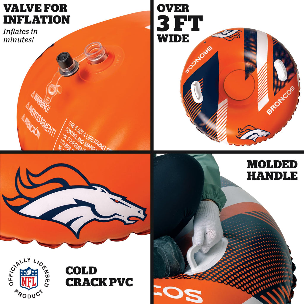 Bigmouth Denver Broncos Nfl Fan Gear Outdoor Toys, Officially Licensed - Inflatble Snow Tube With Handles