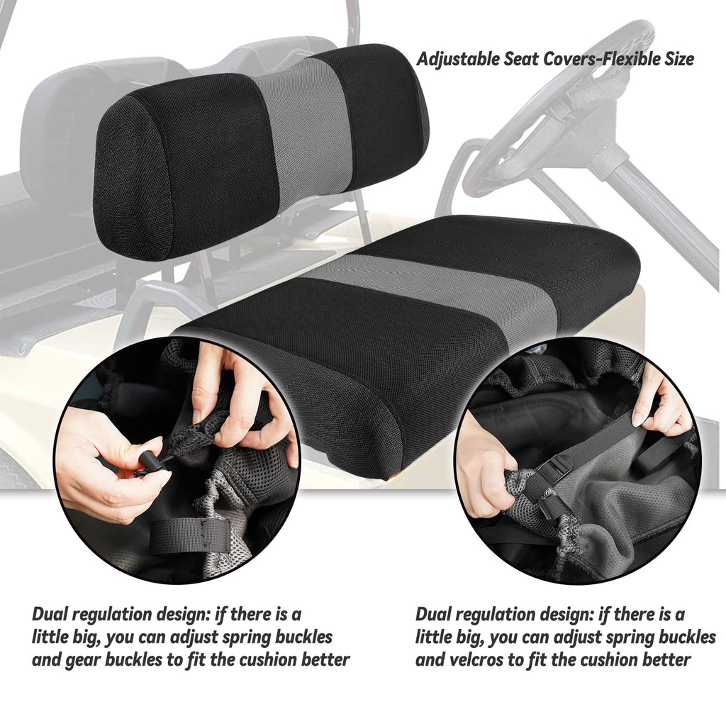 Samxomap 2Pcs Golf Cart Seat Covers Washable Breathable Air Mesh Cloth Adjustable Front Seat Cover Fit Like Gloves For Club Car