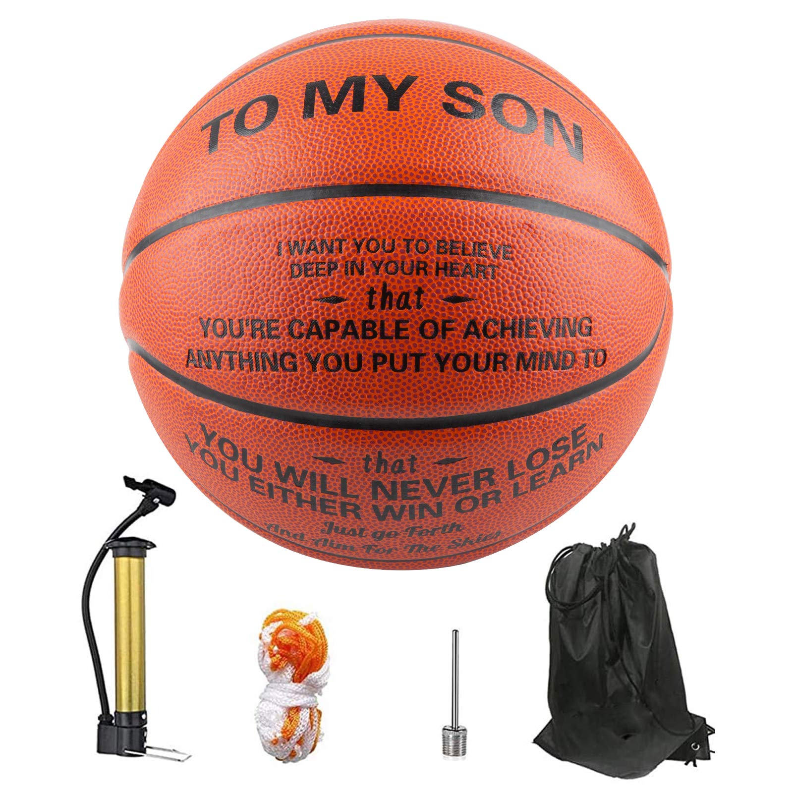 Engraved Basketball For Son From Mom, Personalized 29.5'' Basketball Son Gifts From Mom, Custom Birthday Graduation Christmas Ba