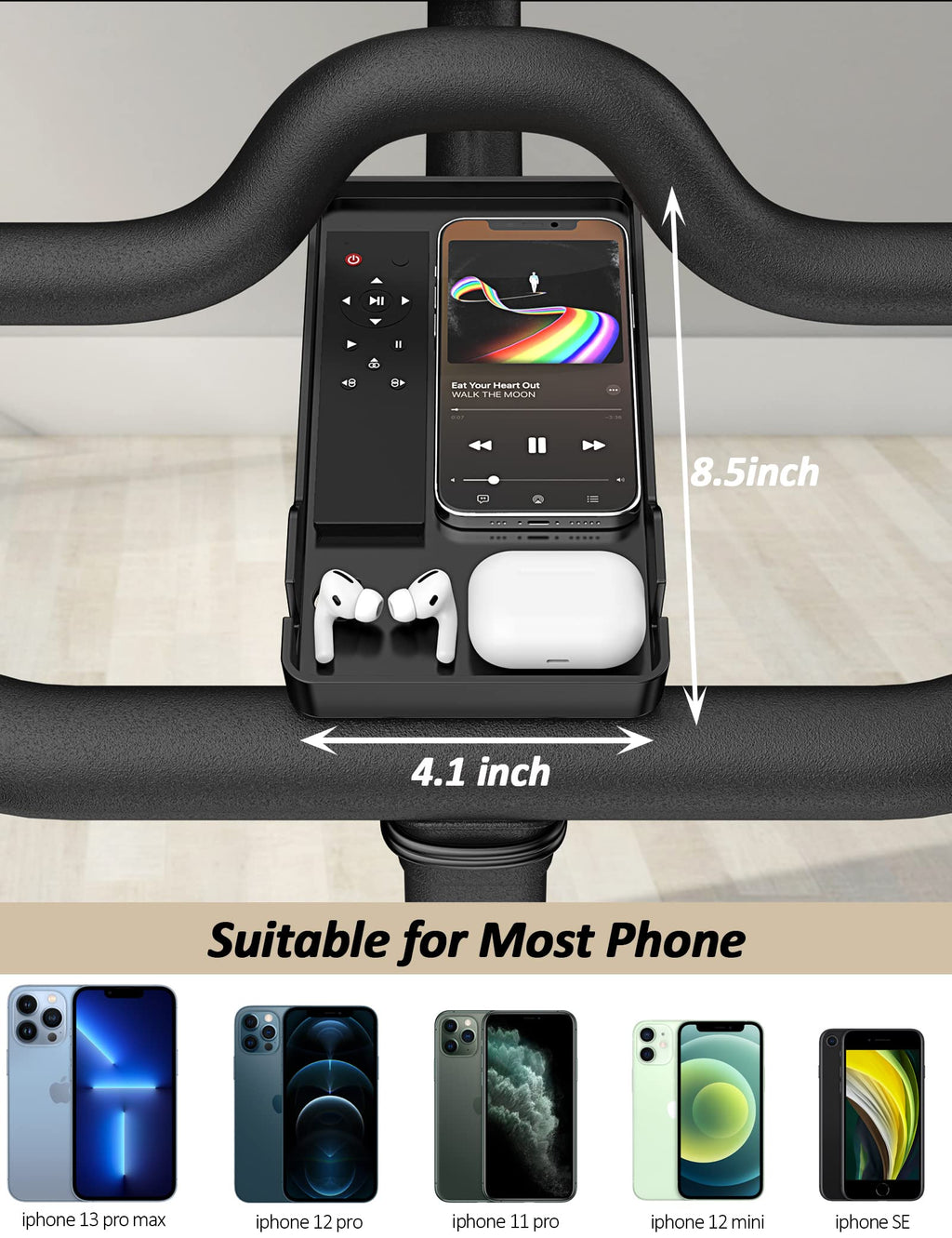 Phone Holder For Peloton Bike & Peloton Bike +, Peloton Bike Accessories, Built-In Anti-Slip Silicone Mat Mount Tray, Peloton Ph