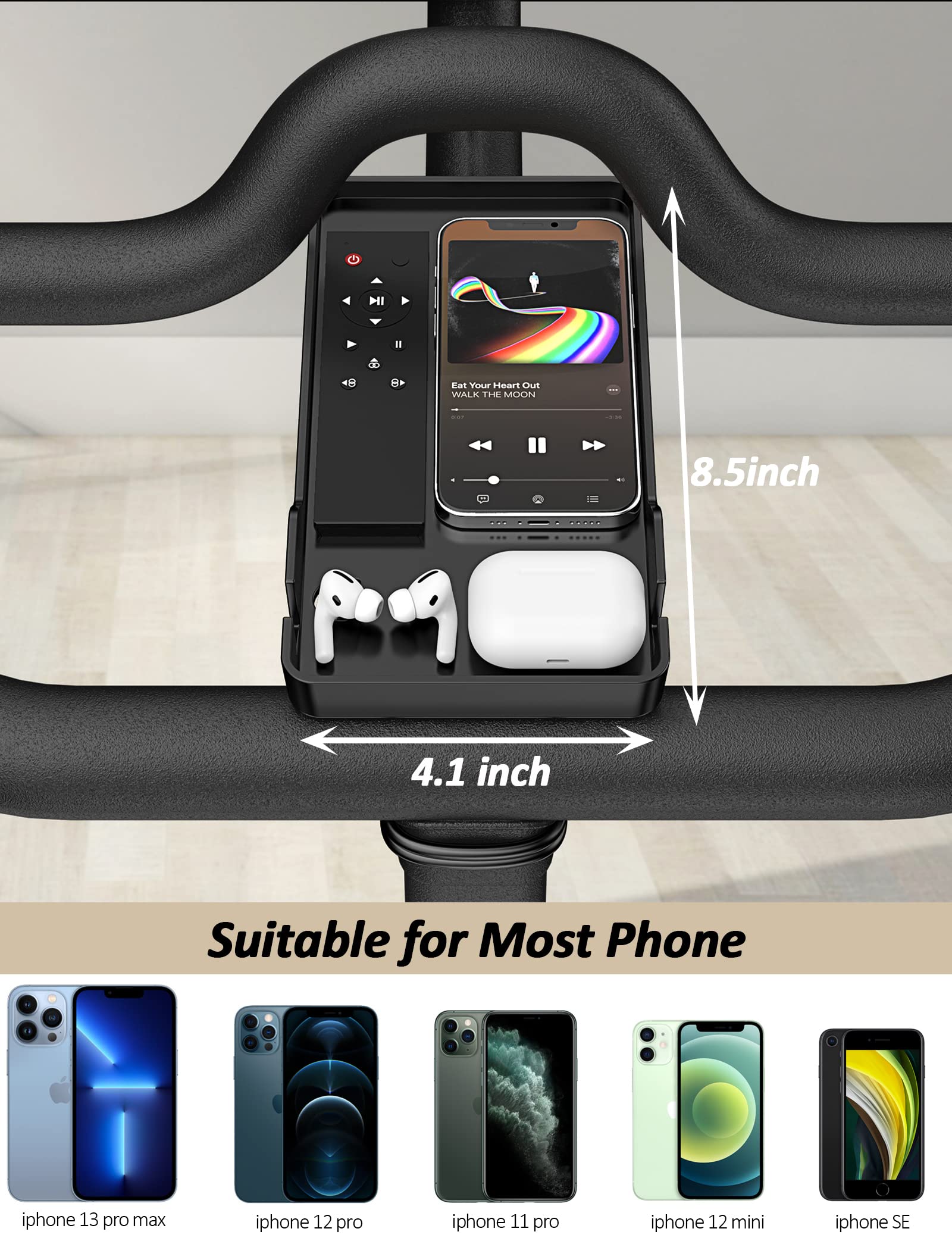 Phone Holder For Peloton Bike & Peloton Bike +, Peloton Bike Accessories, Built-In Anti-Slip Silicone Mat Mount Tray, Peloton Ph