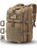 Hannibal Tactical Molle Assault Pack, Tactical Backpack Military Army Camping Rucksack, 3-Day Pack Trip W/Usa Flag Patch, D-Ring