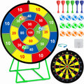 Large Dart Board For Kids With Stand, Double Sided Kids Dart Board With 12 Sticky Balls And Darts,Family Party Party Supplies Fo
