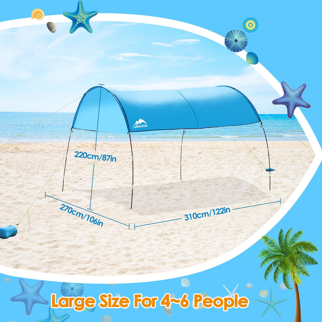 Maizoa 10 '*8.8 '*7.2 ' Beach Shade Tent, Enlarged Size, With Upf50+ Protection, Windproof And Waterproof, Suitable For Beach, L