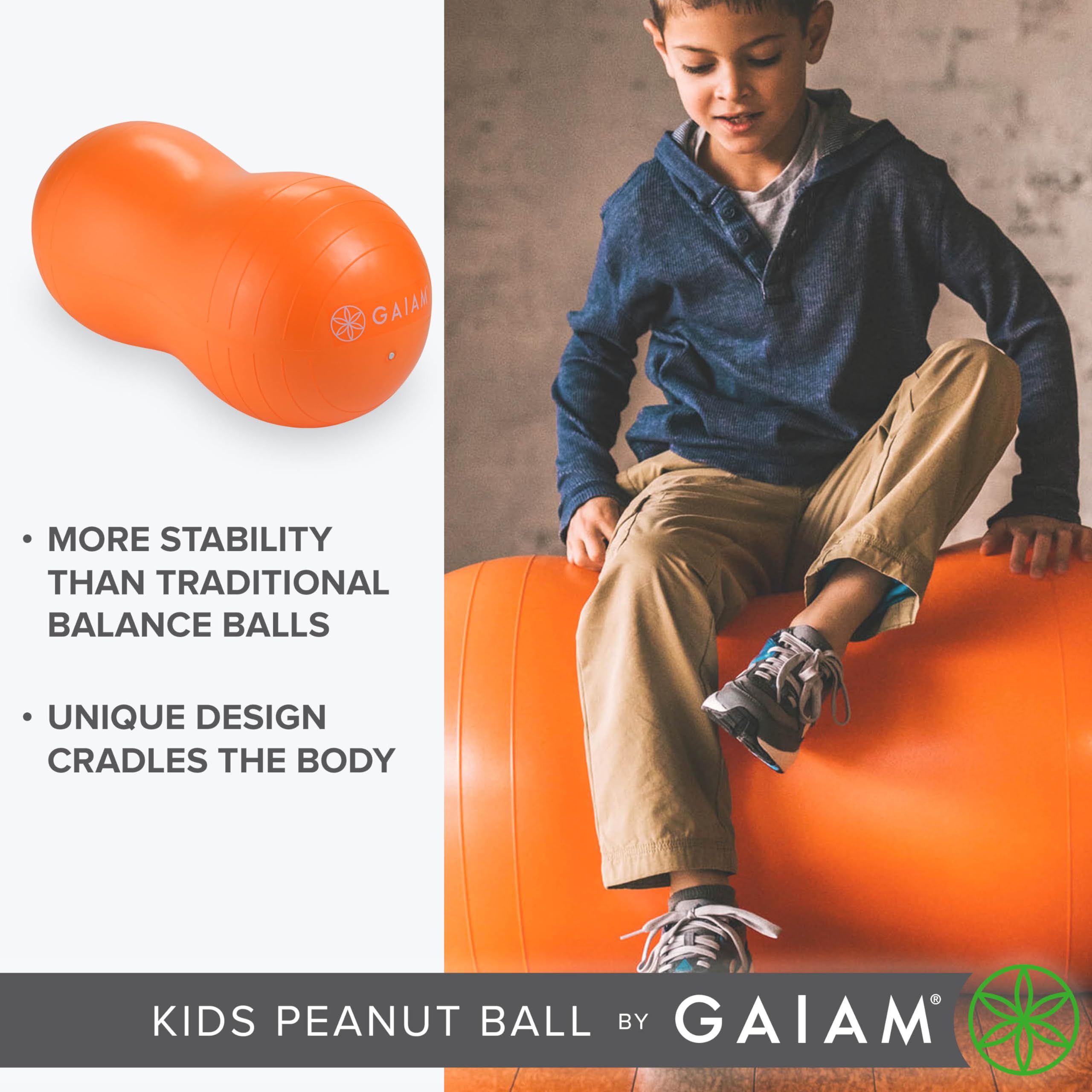 Gaiam Kids Active Seat Peanut Shaped Bounce Desk Chair -Exercise Yoga Balance Sitting Ball - Sensory Toys- Flexible Seating, Wig