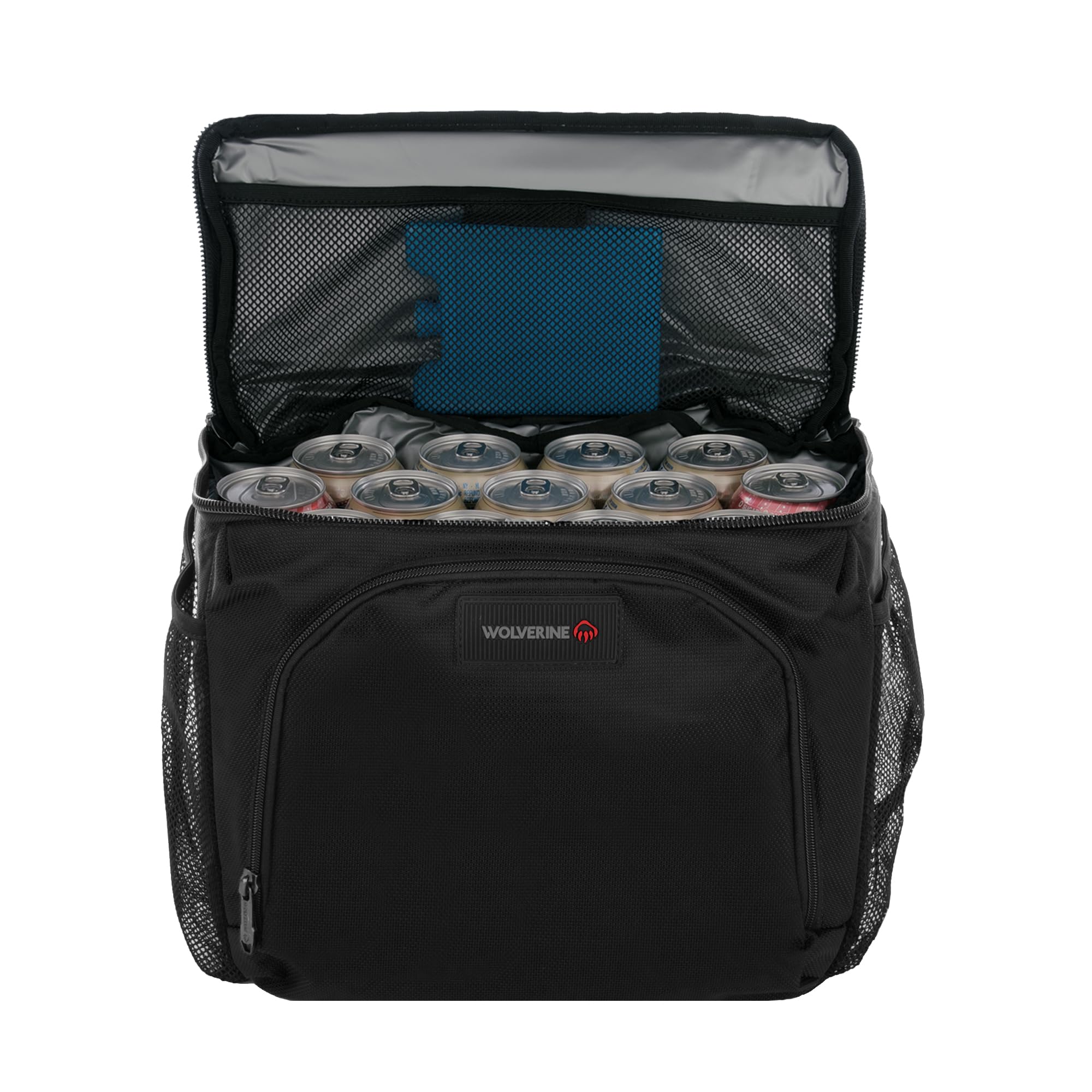 WOLVERINE 36 Can Cooler Backpack with Durable Nailhead Nylon, Dual Compartment Cooler & Dry Storage, Padded Mesh Back Panel, & E
